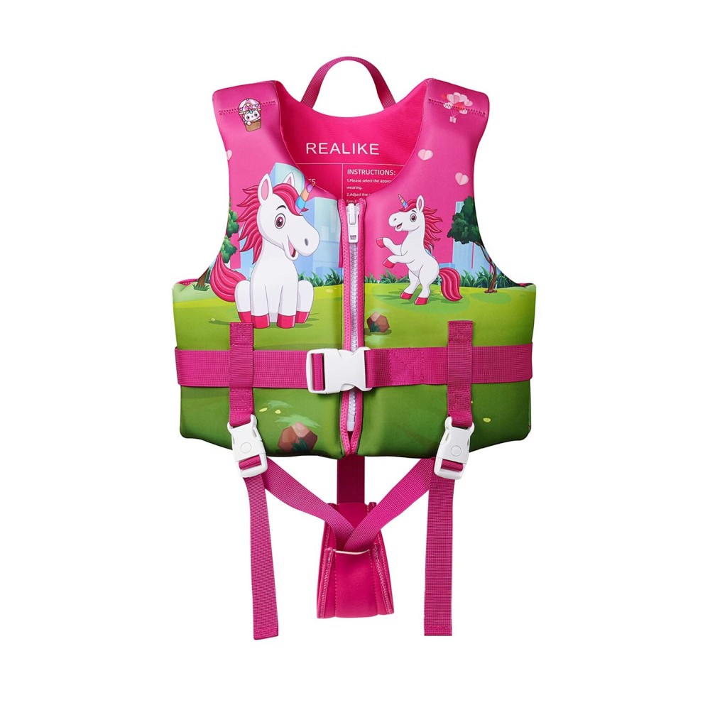 REALIKE Kids Swim Vest Toddler Floaties Adjustable Safety Strap Swimming Aids for Toddlers Children Float Swimsuit, Suitable for Age 2-10 Years/22-88lbs