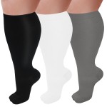 3 Pairs Plus Size Compression Socks for Women and Men Wide Calf 20-30mmhg Extra Large Knee High Support for Circulation
