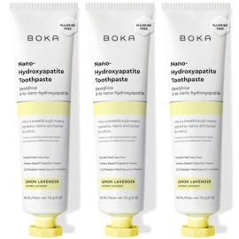 Boka Fluoride Free Toothpaste, Nano Hydroxyapatite Toothpaste, Appropriate for Sensitive Teeth - for Adult, Kids Oral Care - Lemon Lavender Flavor, 4 Fl Oz 3Pk US Manufactured