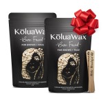 KoluaWax Hard Wax Beads for Hair Removal - Coarse Hair Formula - Face, Brazilian, Underarms, Back Chest, Bikini Waxing - Coconut Colada, 1lb Refill for Wax Warmers & 10 Large Applicator Sticks, 2 Pack
