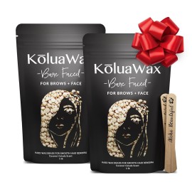 KoluaWax Hard Wax Beads for Hair Removal - Coarse Hair Formula - Face, Brazilian, Underarms, Back Chest, Bikini Waxing - Coconut Colada, 1lb Refill for Wax Warmers & 10 Large Applicator Sticks, 2 Pack
