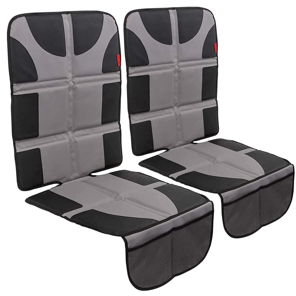Lusso Gear Car Seat Protector - 2-Pack Waterproof Padded Shield & Mesh Pockets for Baby Travel Gear - Universal Fit Seat Covers for Cars & SUVs - Non-Slip Heavy-Duty Protection - Gray, Universal Fit