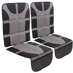 Lusso Gear Car Seat Protector - 2-Pack Waterproof Padded Shield & Mesh Pockets for Baby Travel Gear - Universal Fit Seat Covers for Cars & SUVs - Non-Slip Heavy-Duty Protection - Gray, Universal Fit