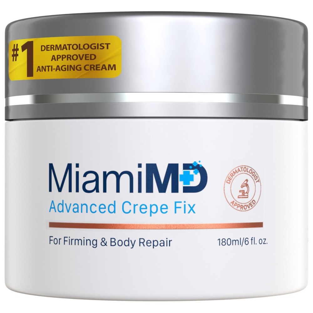 Miami MD Advanced Crepe Fix - Anti Aging Tightening & Firming Cream for Women - Facial and Neck Crepe Erase Cream - Crepey Skin Moisturizer for Softens and Nourishes the Skin for All Types - 6 fl oz