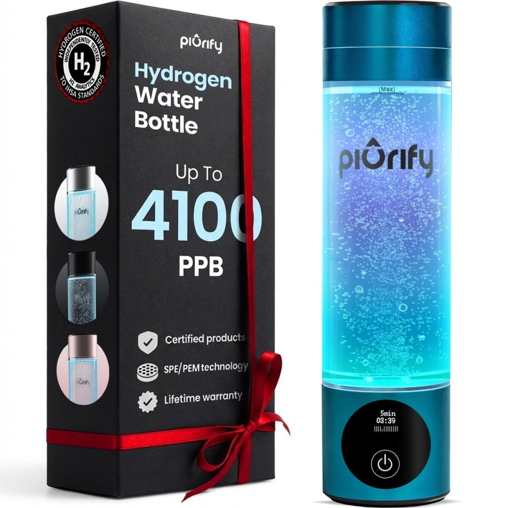 Hydrogen Water Bottle Generator - Up to 4100+ PPB - SPE/PEM Technology - Certified H2 Generator - Portable Athletic Performance & Hydration System - 6-Hour Hydrogen Retention, 10 oz (Turquoise)