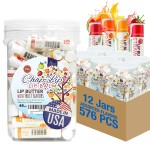 CHAP-LIP Original Lip Balm Hydrating Bulk Chap Stick with Fruit Flavors, Coconut Oil, Cocoa Butter - Christmas Gift Stocking Stuffers Lip Therapy Pack for Men and Women - Made in USA, 48 Pack x 12 Box