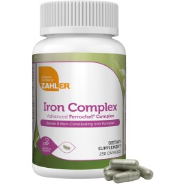 Zahler Iron Complex, Gentle & Non-Constipating Iron Formula, 250 Capsules