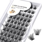 Lash Clusters B02 D Curl 12mm DIY Eyelash Extensions 72 Clusters Lashes B&Qaugen Mega Volume Individual Lashes Eyelash Clusters Extensions Wispy Individual Lashes Cluster DIY at Home (NM-D-12mm)