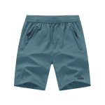 TBMPOY Men\'s Hiking Running 7 Shorts with Pockets Athletic Outdoor Sports Gym Running Short Zipper Pockets Dusty Blue XL