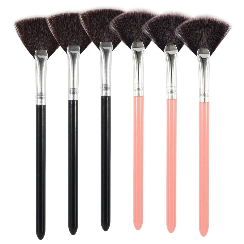Slim Soft Facial Fan Brush,Makeup Cosmetic Multi Use, Mask Acid Applicator for Glycolic Peel Masques,Chemical Peel Brush,Pack of 5(black)