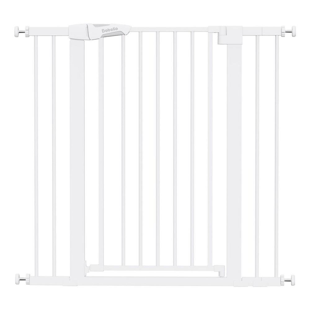BABELIO 36 Tall Dog Gate PressGuard C5, 26-40 Wide Auto Close Baby Gate, Pressure Mounted Metal Pet Gate, Easy Install No Drilling, No Tools Needed, with Wall Protectors and Extension Kits, White