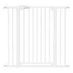 BABELIO 36 Tall Dog Gate PressGuard C5, 26-40 Wide Auto Close Baby Gate, Pressure Mounted Metal Pet Gate, Easy Install No Drilling, No Tools Needed, with Wall Protectors and Extension Kits, White