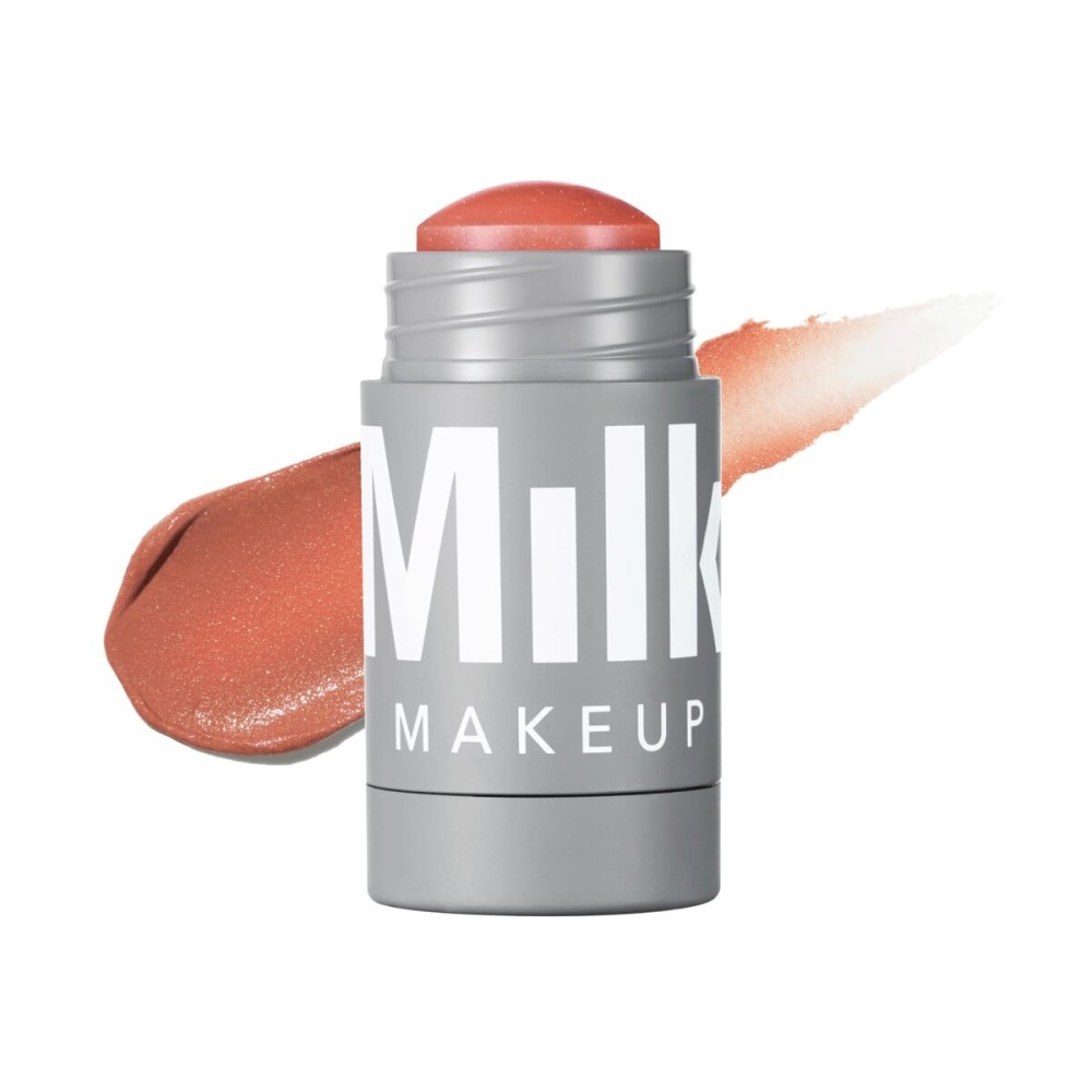 Milk Makeup Lip + Cheek Stick - Buildable Cream Blush + Lip Color w/Hydrating Mango Butter + Avocado Oil for a Natural Flush - Long-Lasting, Multiuse, Vegan Formula - Smirk (Rose w/Shimmer), 0.21 oz