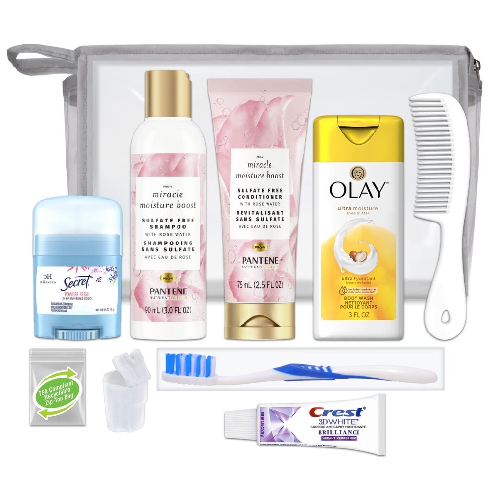 Convenience Kits International Womens Deluxe Kit 10 PC Kit Featuring: Sulfate Free Hair, Face & Body, Oral Care, Travel-Size Travel Essentials