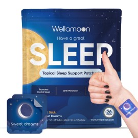 Wellamoon Original Sleep Patches for Adults Extra Strength | Easy-to-Apply Sleep Patch with Melatonin & Valerian | Relax & Wake Up Refreshed | Long-Lasting Night Comfort for Men & Women | 28 Patches
