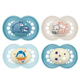 MAM Original Day & Night Baby Pacifier, Nipple Shape Helps Promote Healthy Oral Development, Glows in The Dark, 3 Pack, 6-16 Months, Boy,3 Count (Pack of 1)
