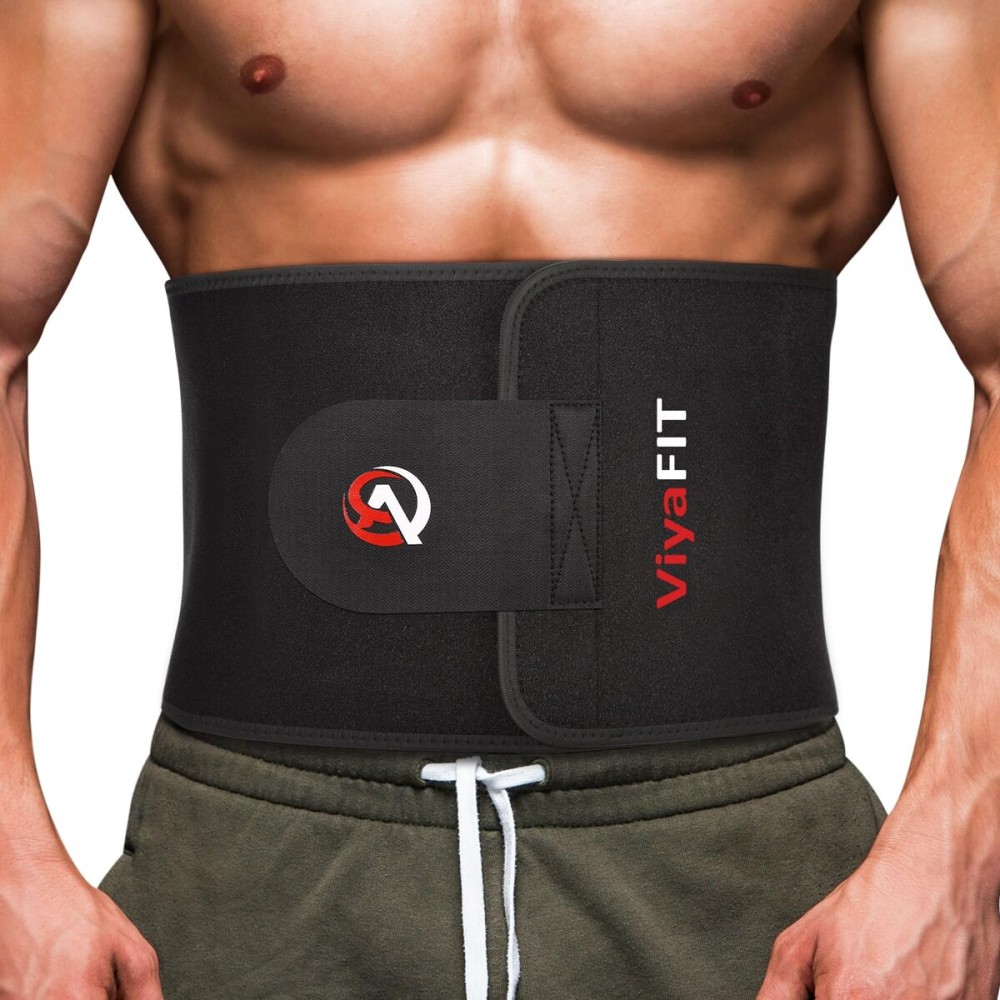 Viyafit Waist Trimmer Belt, Premium Waist Trainer for Women & Men Weight Loss Red