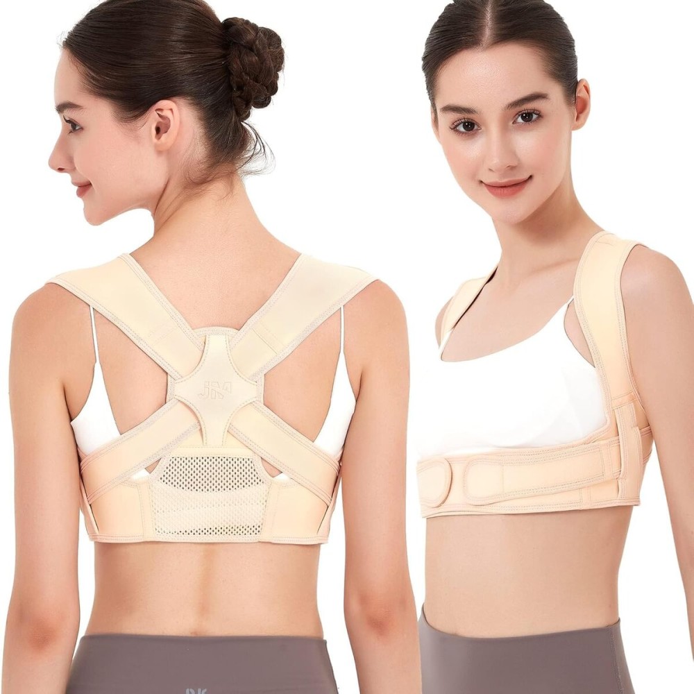 JMPOSE Posture Corrector for Back Support: Adjustable Shoulder Posture Brace for Men and Women (Beige, Large/X-Large)