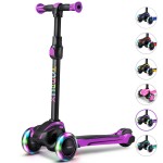 TONBUX Kids Scooter for Age 3-12, Toddler Scooter with 4 Adjustable Heights, Light Up 3-Wheels Scooters, Shock Absorption Design, Lean to Steer, Balance Training Scooters for Kids