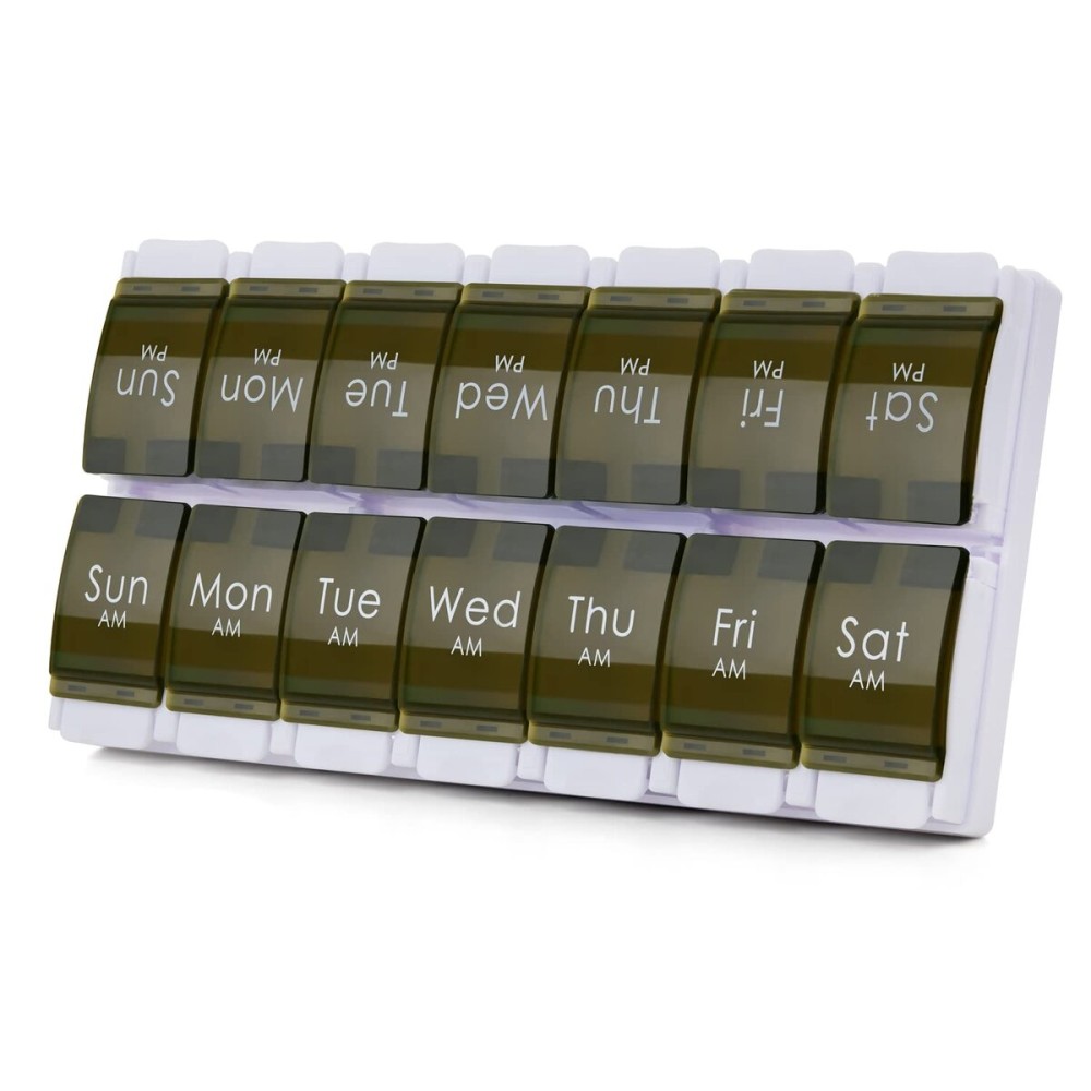 2 Week Pill Box, MOLN HYMY 7 Day Pill Organizer 2 Times a Day, Weekly Pill Container to Hold Medication, Vitamins Fish Oils (Green)