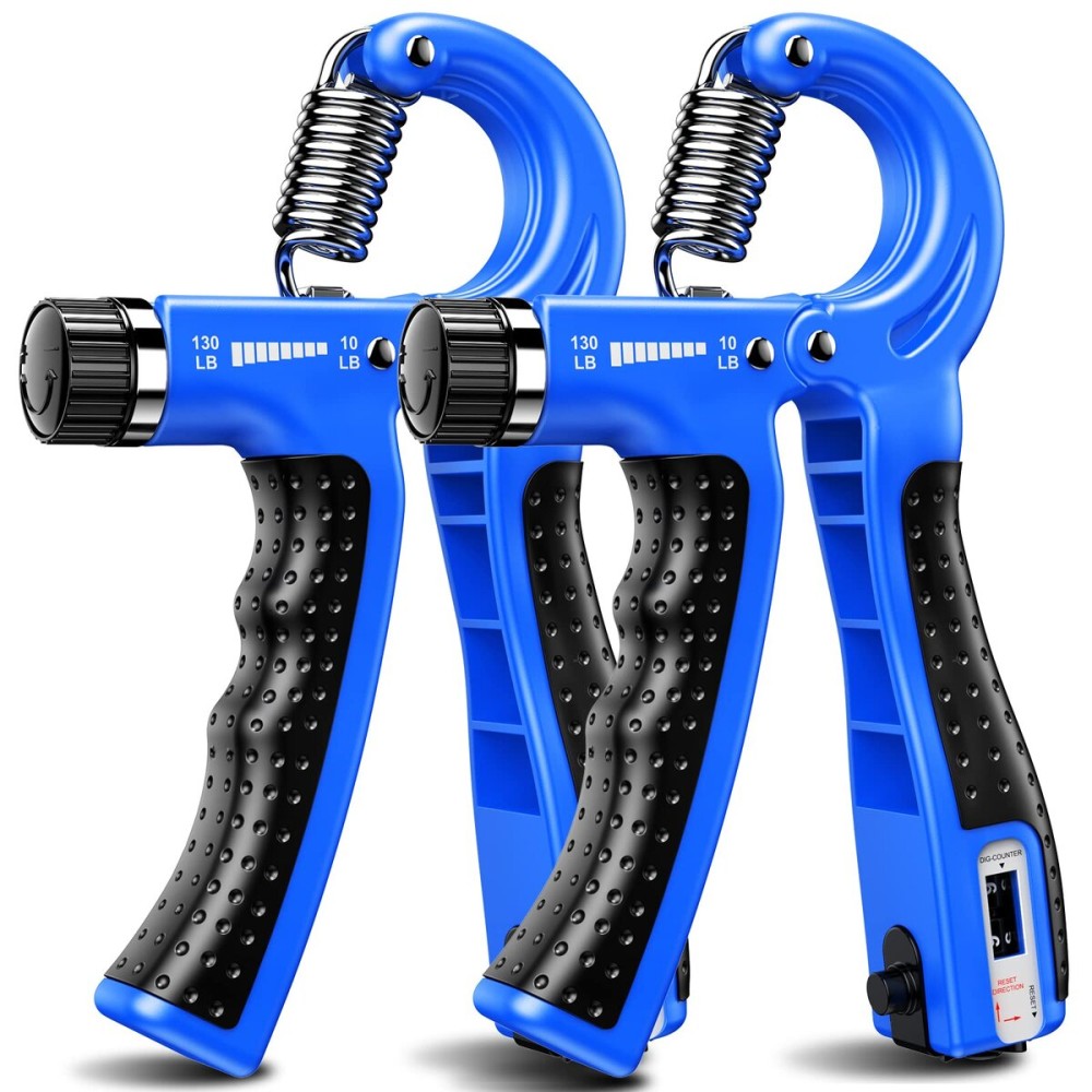 KDG Hand Grip Strengthener 2 Pack(Blue) Adjustable Resistance 10-130 lbs Forearm Exerciser,Grip Strength Trainer for Muscle Building and Injury Recovery for Athletes