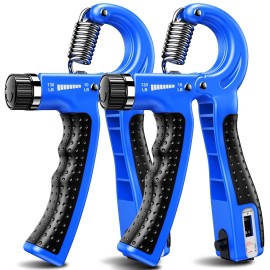 KDG Hand Grip Strengthener 2 Pack(Blue) Adjustable Resistance 10-130 lbs Forearm Exerciser,Grip Strength Trainer for Muscle Building and Injury Recovery for Athletes