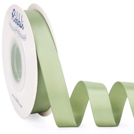 Ribbli Dusty Sage Satin Ribbon Double Faced Satin 5/8 Inch x Continuous 25 Yards-Sage Green Ribbon for Gift Wrapping Crafts Wedding Decoration Bows Bouquet Floral Arrangement