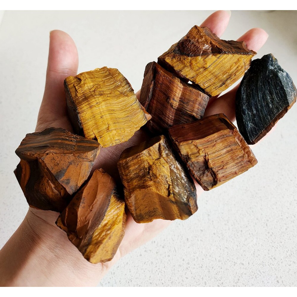 1 lb Rough Crystals Bulk Raw Tiger Eye Healing Stones for Tumbling, Wire Wrapping, Wicca Reiki,Meditation