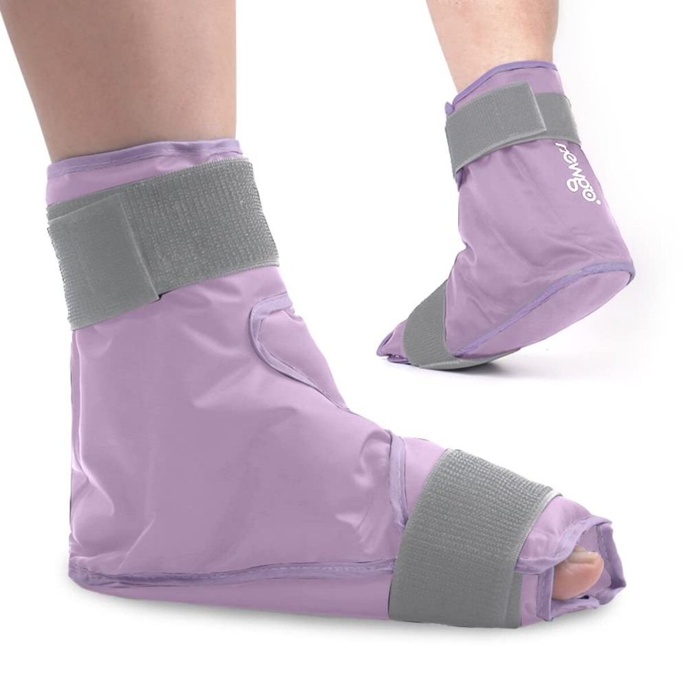 NEWGO Ice Pack Foot Ankle Ice Pack Wrap for Plantar Fasciitis, Foot Surgery Recovery, Hot Cold Therapy Ice Boot Foot for Bunions, Ankle Injury, Swelling, Burning Feet - Purple