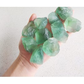 1 lb Rough Crystals Bulk Raw Green Fluorite Healing Stones for Tumbling, Wire Wrapping, Wicca Reiki,Meditation and Home Decor