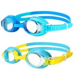 Starweh Kids Swim Goggles, 2 Pack Swimming Goggles No Leaking Anti Fog Kids Goggles for Boys Girls(Age 6-14), Blue & Yellow