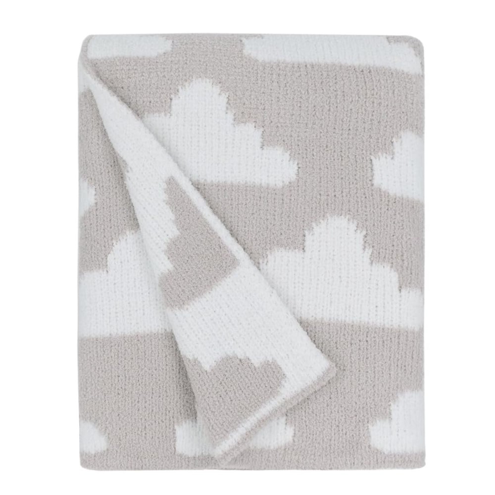 Living Textiles Grey Clouds Chenille Soft Baby Blanket Reversible Premium Cozy Fabric for Best Comfort - for Infant,Toddler,Newborn,Nursery,Boy,Unisex,Throw,Crib,Stroller,Gift, Grey Clouds 40x30