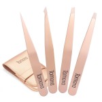 Tomata Tweezers for Eyebrows, Slant Tip and Pointed Eyebrow Tweezer Set Great Precision for Eyebrows Facial Hair, Ingrown Hair, Splinter, Blackhead and Tick Remover (4-piece) (Gold)