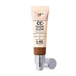 IT Cosmetics CC+ Nude Glow (Neutral Rich) - Medium Coverage Foundation with SPF 40 & Brightening Glow Serum, Lightweight Skin Tint, 2% Niacinamide + Hyaluronic Acid, Up to 24H Hydration - 1.08 fl oz