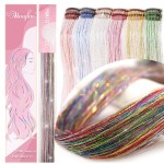 Clip in Hair Tinsel, Pack of 12 Pcs 20 Inch, Glitter Tinsel Hair Extensions, Festival Tinsel Fairy Hair Extension Party Dazzle Hair Accessories Strands Kit for Women Girls Kids(12Pcs,Six-Color)