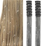 Clip in Hair Tinsel, Pack of 12 Pcs 20 Inch,Glitter Tinsel Hair Extensions, Festival Tinsel Fairy Hair Extension Party Dazzle Hair Accessories Strands Kit for Women Girls Kids(12Pcs,Black)