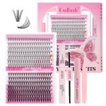 DIY Lash Extensions Kit, Lash Clusters Individual, Lash Bond and Seal, Clusters Lash Glue Remover and Eyelash Tweezers for Eyelash Extensions Beginners (10D+20D-0.07D, 8-16mm, Kit)