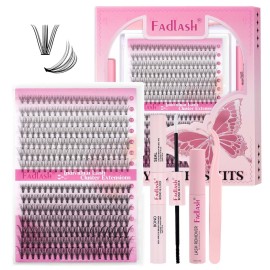 DIY Lash Extensions Kit, Lash Clusters Individual, Lash Bond and Seal, Clusters Lash Glue Remover and Eyelash Tweezers for Eyelash Extensions Beginners (10D+20D-0.07D, 8-16mm, Kit)
