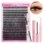 FADLASH DIY Lash Extension Kit Individual Lashes Clusters Lash Bond and Seal, Clusters Lash Glue Remover and Eyelash Tweezers for Eyelash Extensions (40D-0.07D, 12-18mm, Kit)
