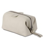 KomalC Large Premium Leather toiletry bag for Men and Women, travel utility Dopp kit wash bag (Snow)