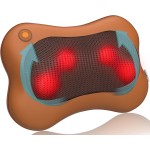 Zyllion Shiatsu Back and Neck Massager with Heat - 3D Electric Kneading Deep Tissue Massage Pillow for Muscle Pain Relief, Brown, ZMA-13