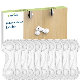 TRILINK Cabinet Locks for Babies 10 Pack, Baby Proofing Baby Safety Locks, Child Locks for Cabinets, Fridge Locks for Kids, Strong Adhesive No Drilling-Durable-Multifunctional for Furniture Kitchen