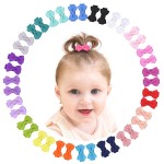 Grosgrain Ribbon Hair Bows Clips for Infant Girls - Fully Lined Mini Bows in 20 Color Pairs, Set of 40 (1.2 Tiny Clips)