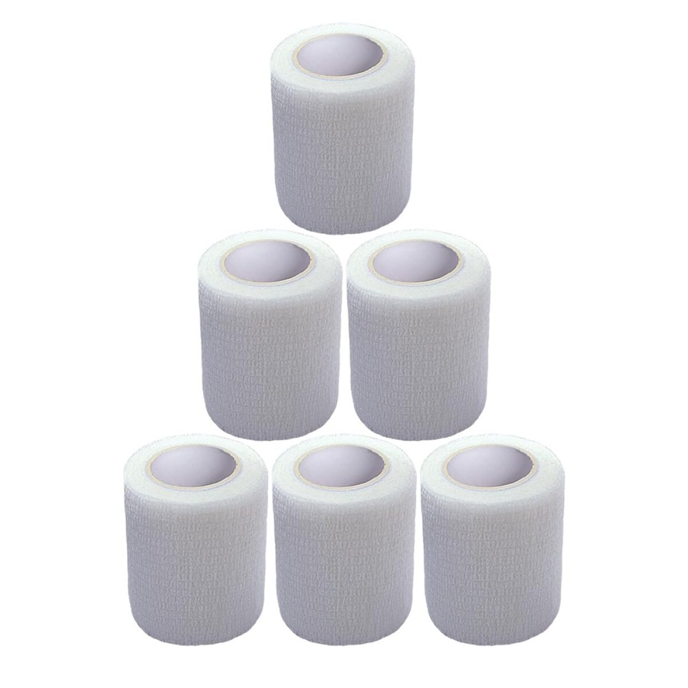 Baisunt 6 Pack 3 Inches Cohesive Bandage Self Adhesive Wrap Elastic Self Adherent Vet Wrap Breathable Self Stick Tape for Wrist, Ankle, Sports, Tatoo Wrap(5 Yards, White)
