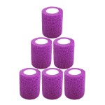 Baisunt 6 Pack 3 Inches Cohesive Bandage Self Adhesive Wrap Elastic Self Adherent Vet Wrap Breathable Self Stick Tape for Wrist, Ankle, Sports, Tatoo Wrap(5 Yards, Purple)