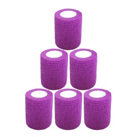 Baisunt 6 Pack 3 Inches Cohesive Bandage Self Adhesive Wrap Elastic Self Adherent Vet Wrap Breathable Self Stick Tape for Wrist, Ankle, Sports, Tatoo Wrap(5 Yards, Purple)