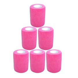 Baisunt 6 Pack 3 Inches Cohesive Bandage Self Adhesive Wrap Elastic Self Adherent Vet Wrap Breathable Self Stick Tape for Wrist, Ankle, Sports, Tatoo Wrap(5 Yards, Pink)