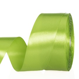 YASEO 1 1/2 Inch Apple Green Solid Satin Ribbon, 50 Yards Craft Fabric Ribbon for Gift Wrapping Floral Bouquets Wedding Party Decoration