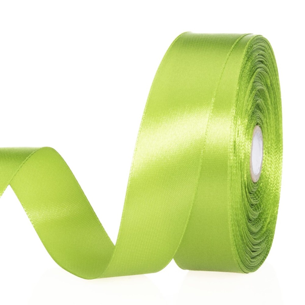 YASEO 1 Inch Apple Green Solid Satin Ribbon, 50 Yards Craft Fabric Ribbon for Gift Wrapping Floral Bouquets Wedding Party Decoration