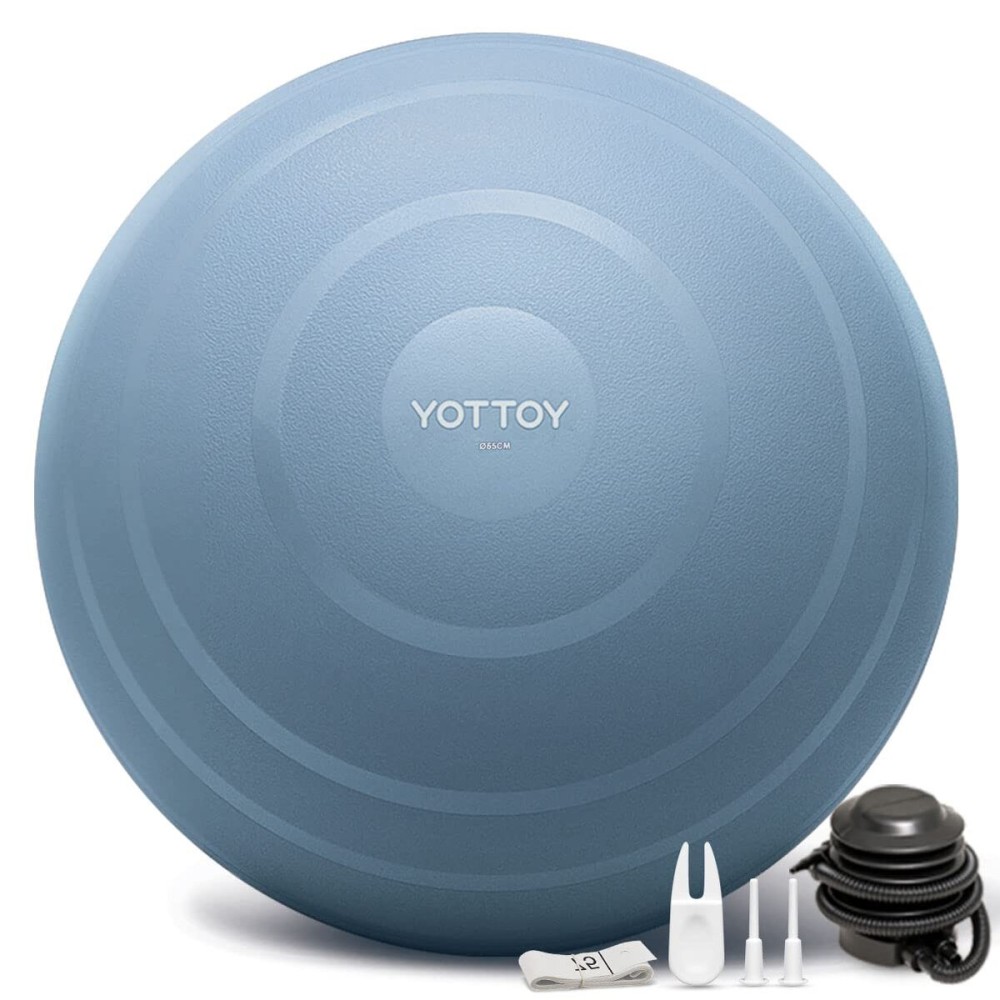 YOTTOY Anti-Burst Exercise Ball for Working Out, Yoga Ball for Pregnancy,Extra Thick Workouk for Physical Therapy,Stability Ball for Chair Fitness with Pump (Blue)